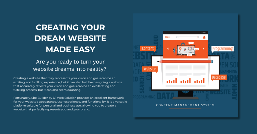 Create your dream website made easy - Site Builder by D1 Web Solution